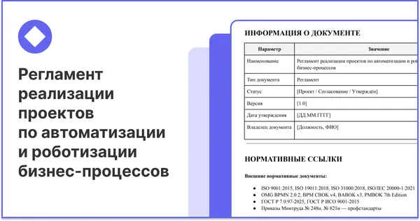 Регламент реализации проектов по автоматизации и роботизации бизнес процессов