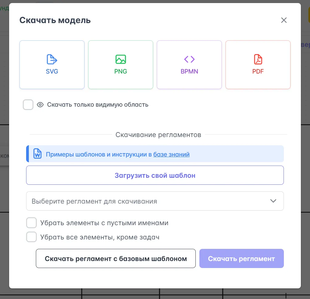 StormBPMN: окно экспорта диаграммы