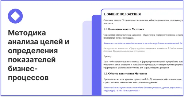 Методика анализа целей и определения показателей бизнес-процессов