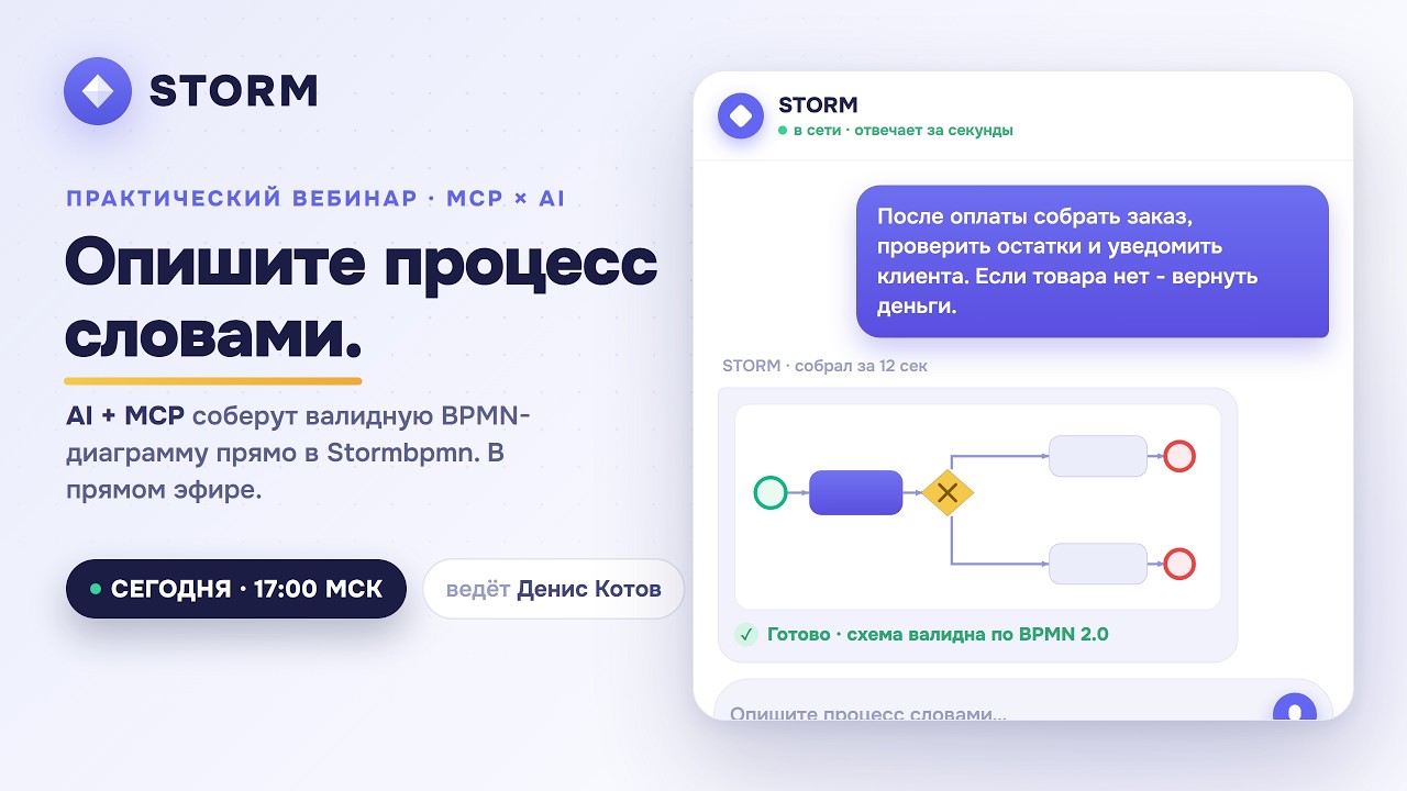 Практический вебинар: BPMN-моделирование через STORM MCP+AI